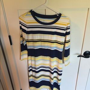Southern Tide Navy and Yellow Striped Midi Dress